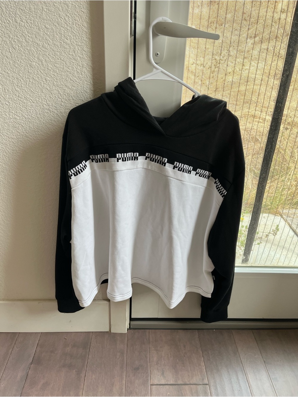 Puma Black and White Colorblock Hooded Sweatshirt